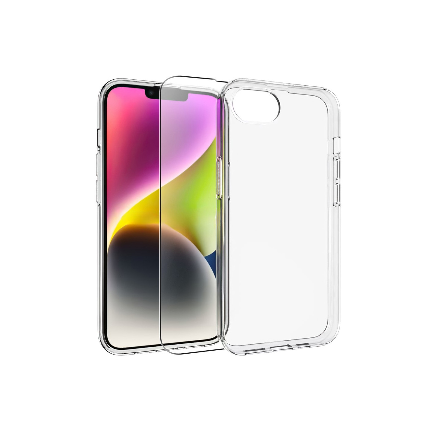 For iPhone 16e Gjennomsiktig TPU Ripebeskyttende Deksel + 2.5D Buet Skjermbeskytter