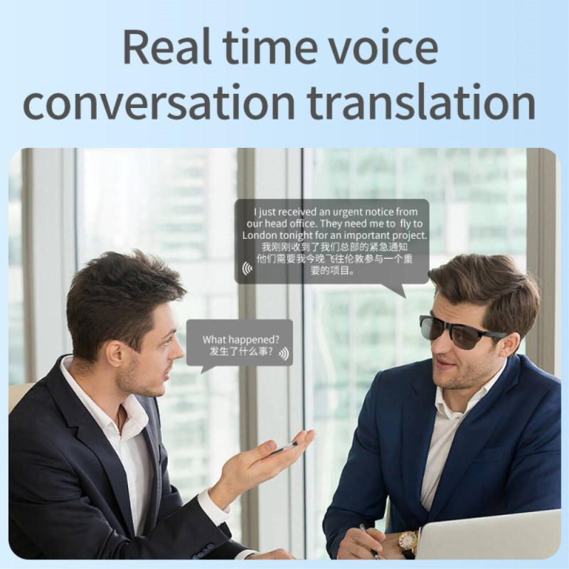 144 Språk Oversettelse Oversetter Smart AI Bluetooth-solbriller hodetelefoner