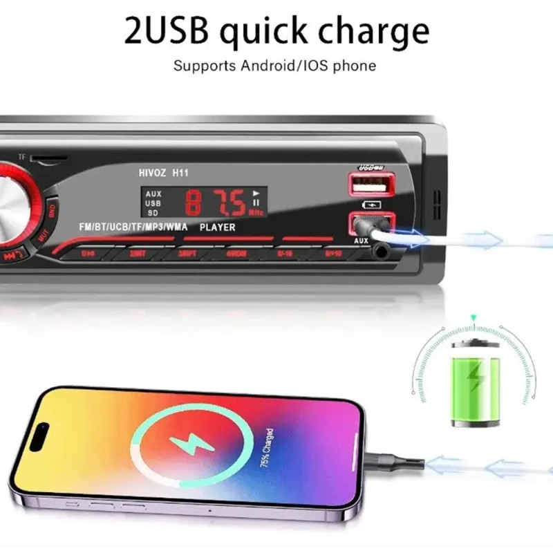 Bilstereo MP3-spelare Bluetooth FM-radio Billjudsystem TF-kort U-disk