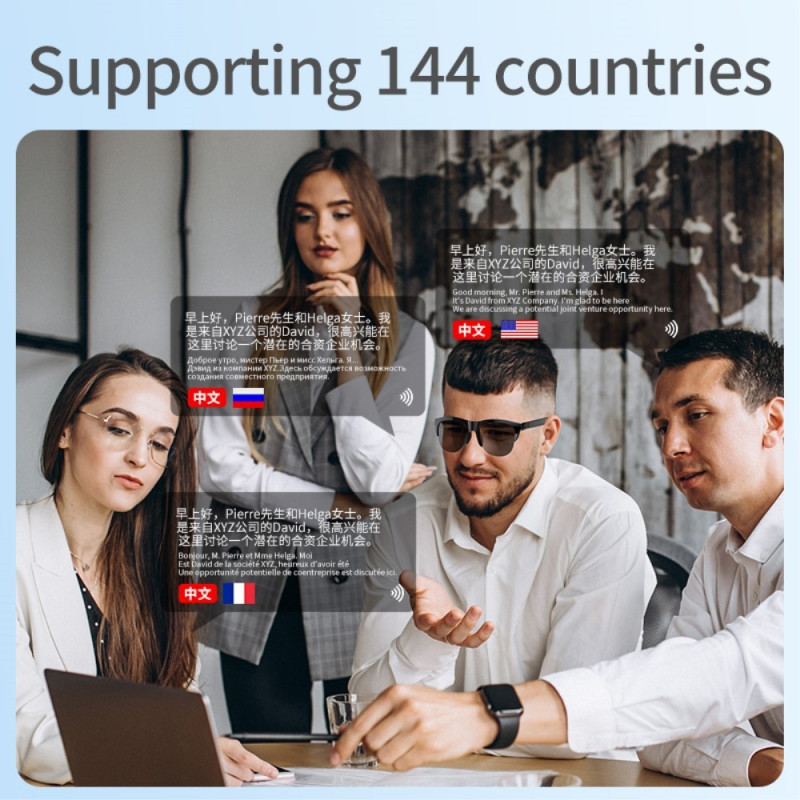 144 Languages Translation Translator Smart AI Bluetooth Sunglasses Headphones