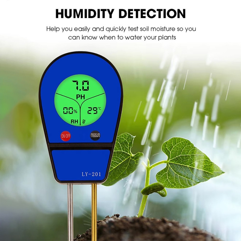 Digital Soil Tester 3in1 Temperatur Fuktighet PH Meter Acidity Analyzer