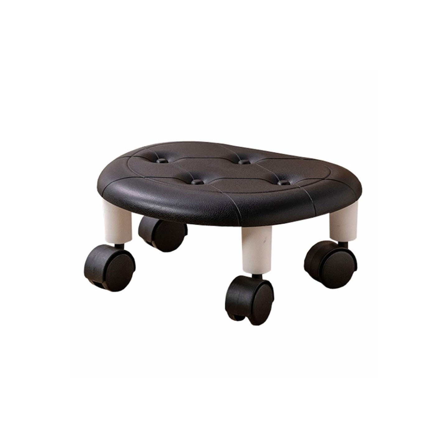 Stol Plast Lav Krakk Enkel Hjem Soverom Universal Hjul Liten Svart