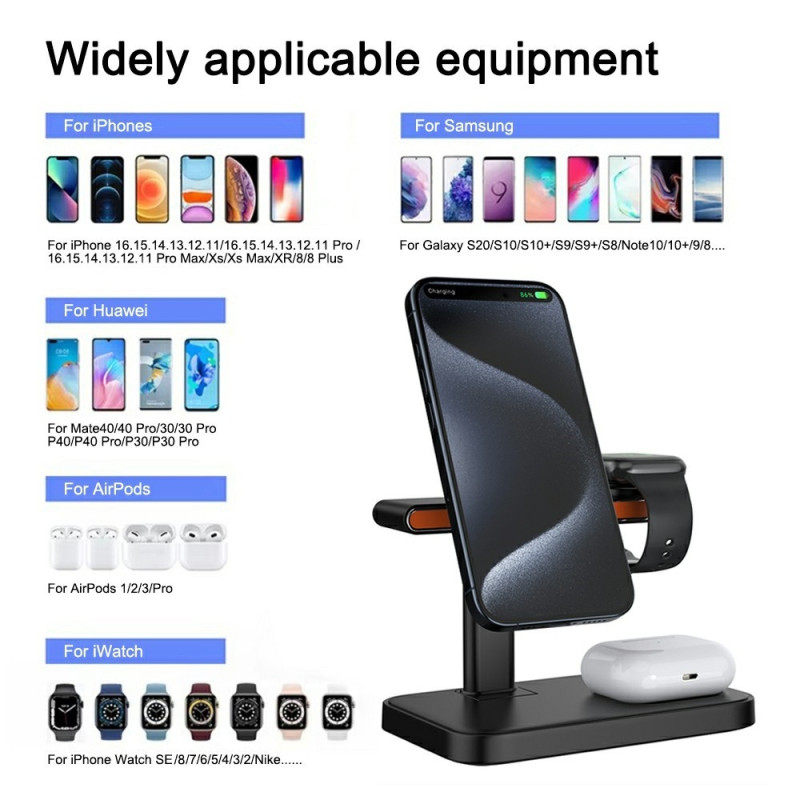 3in1 Surveillance Camera Camera Magnetic Wireless Charger WiFi 1080P 15W