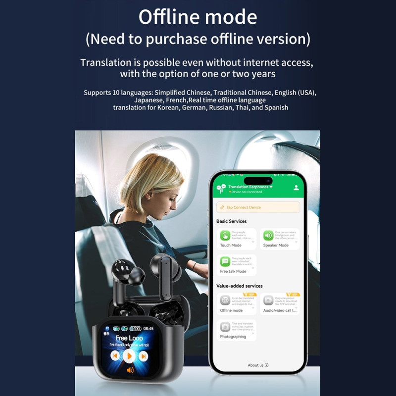Oversetter 150 Språk Oversettelse Smart Voice Bluetooth In Ear-hodetelefoner - Hvit