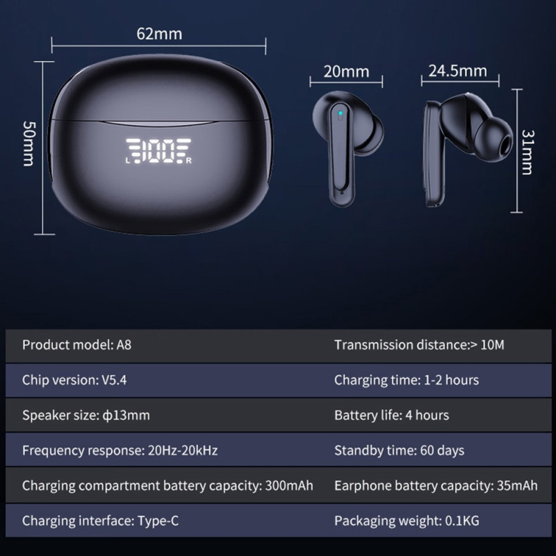A8 150 Languages Kääntäjä Smart Voice Bluetooth In Ear kuulokkeet