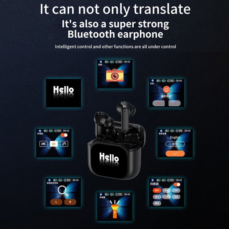 Oversætter 150 Sprog Oversættelse Smart Voice Bluetooth In Ear-hovedtelefoner - Hvid