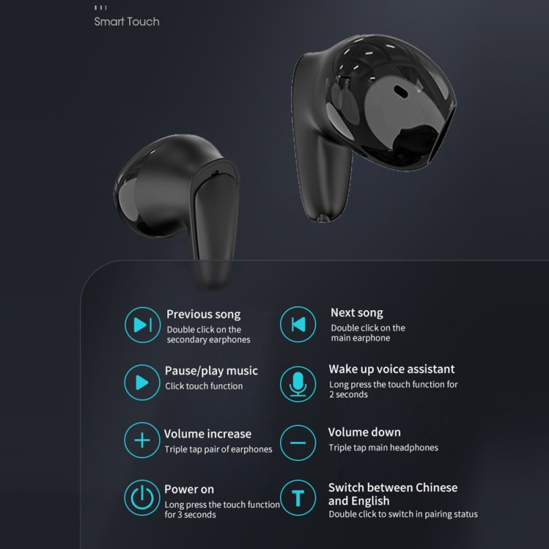 150 språk Oversetter Smart Voice Bluetooth In Ear-hodetelefoner - Hvit