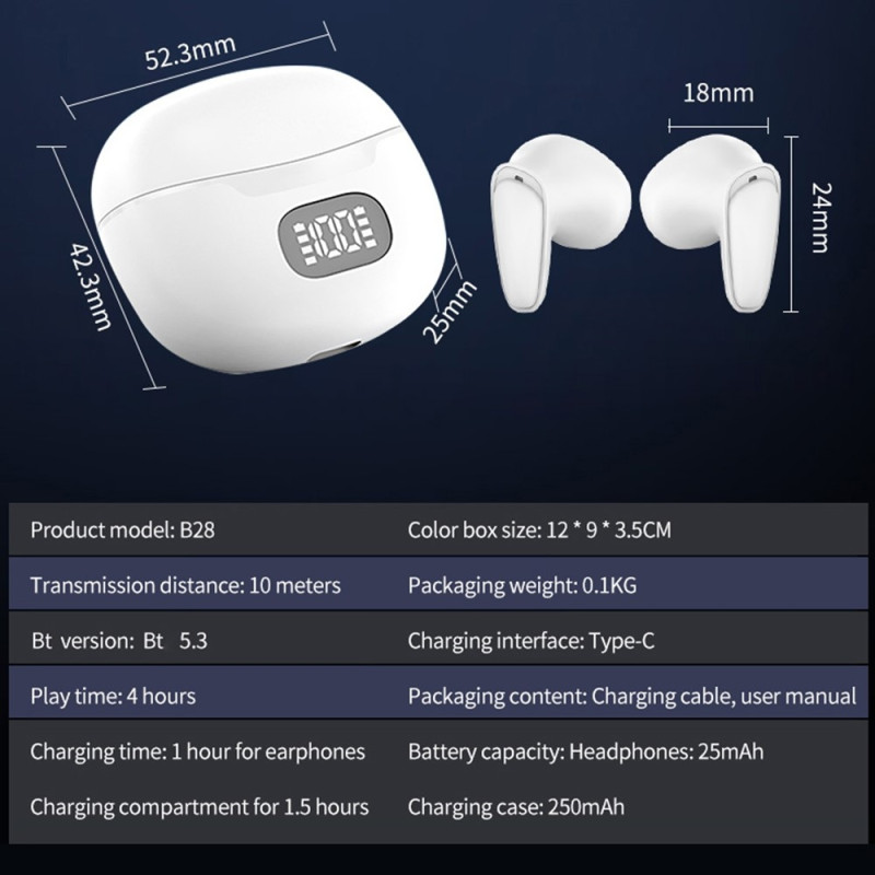 150 Sprog Oversættelse Oversætter Smart Voice Bluetooth In Ear-hovedtelefoner - Hvid