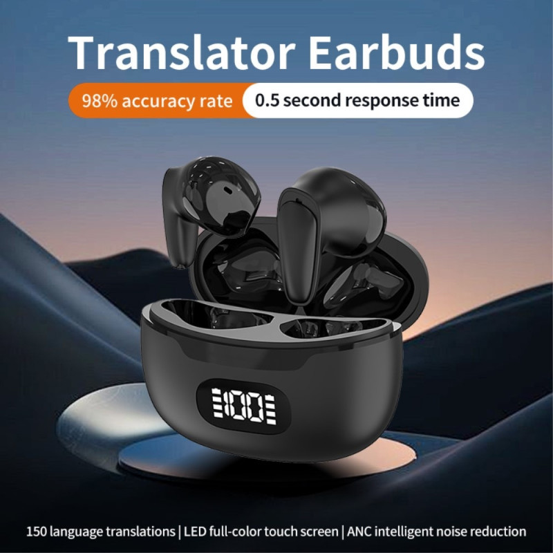 150 språk Translation Översättare Smart Voice Bluetooth In Ear-hörlurar - Vit