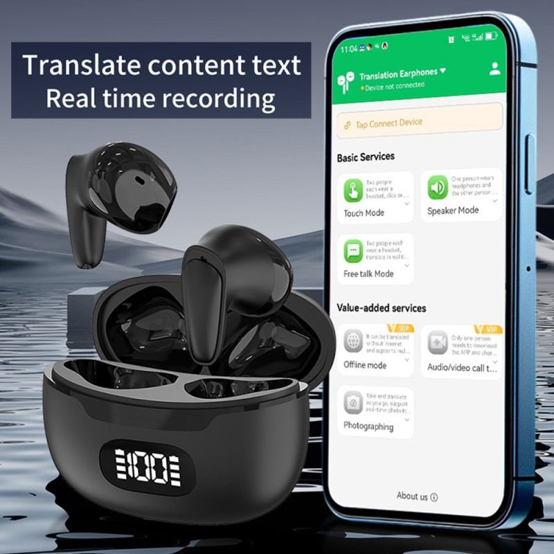 150 Languages Translation Translator Smart Voice Bluetooth In Ear Headphones - White