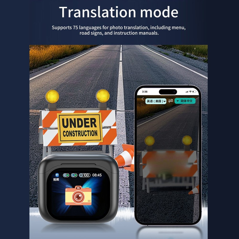 Översättare 150 språk Translation Smart Voice Bluetooth In Ear-hörlurar - Svart