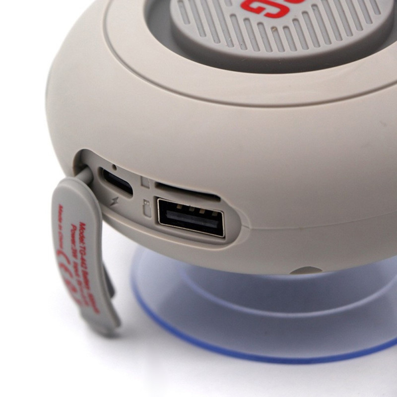 Vanntett sugekopp på badet Bluetooth-høyttaler trådløs støtter minnekort - svart