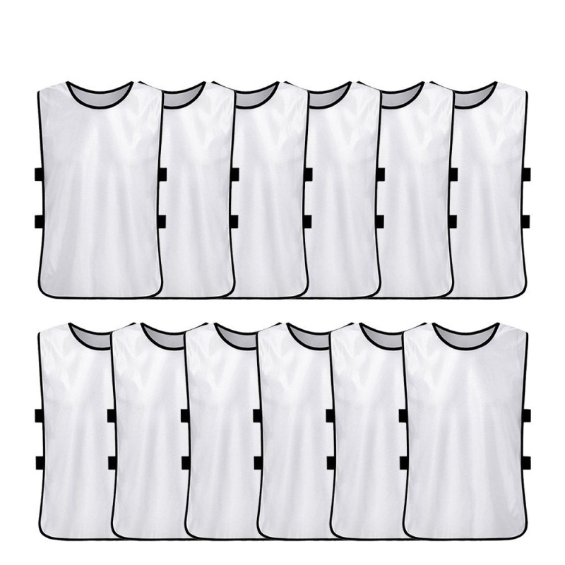 12PCS Adults Football Quick-Drying Football Vest Training Vest - White