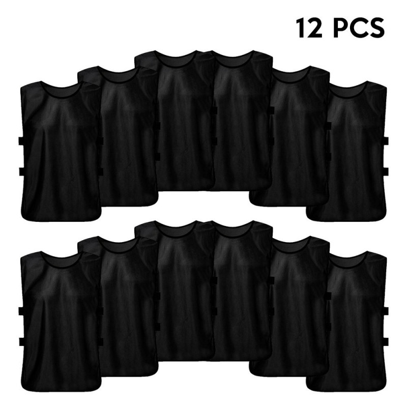 12PCS Adults Football Quick-Drying Football Vest Training Vest - Black