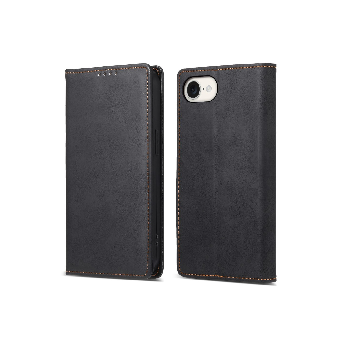 För iPhone 16e fodral magnetisk stängning vikbart telefonfodral - Svart