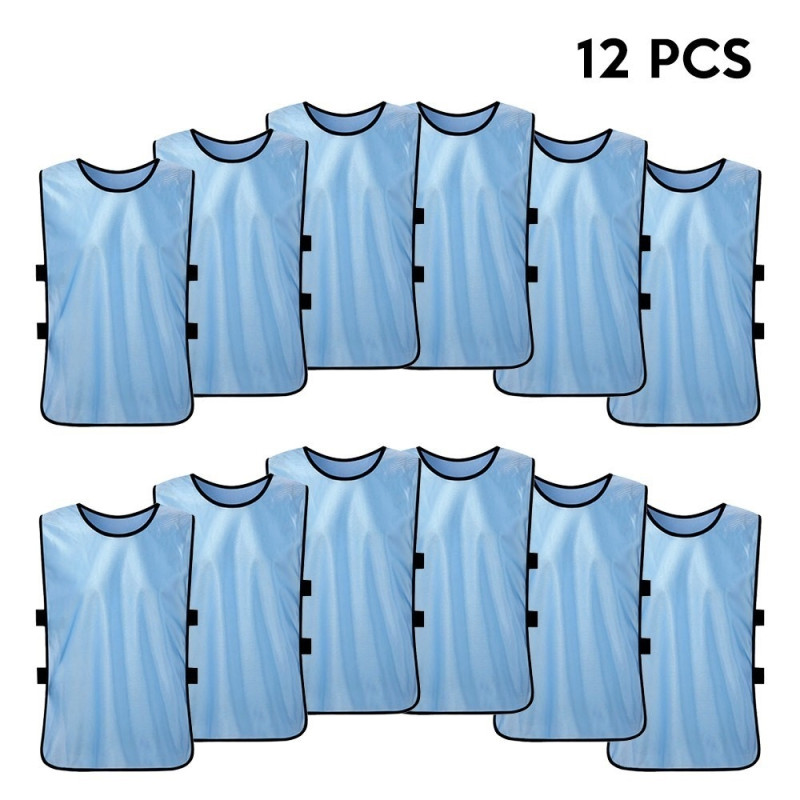 12PCS Adults Football Quick-Drying Football Vest Training Vest - Blue