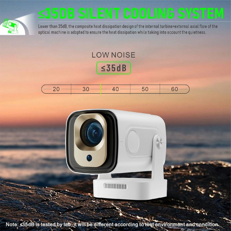 HY260 Pro Projector 1GB+8GB Android 11.0 WiFi6 BT5.4 Home Theater 200 ANSI Lumens