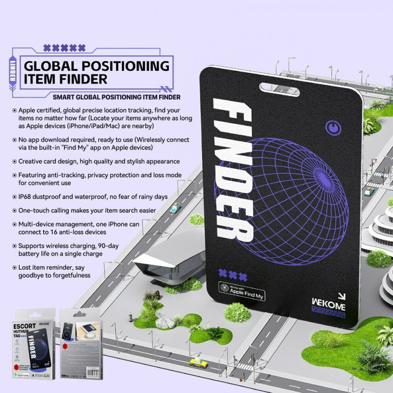 Tag Smart Global Positioning Tracker Card Style Anti-Tap Locator IP68 Vanntett