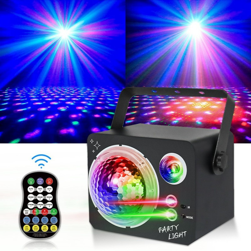 Roterende Magic Ball Laser Light RGB LED Strobe Lydaktivert projektorlampe
