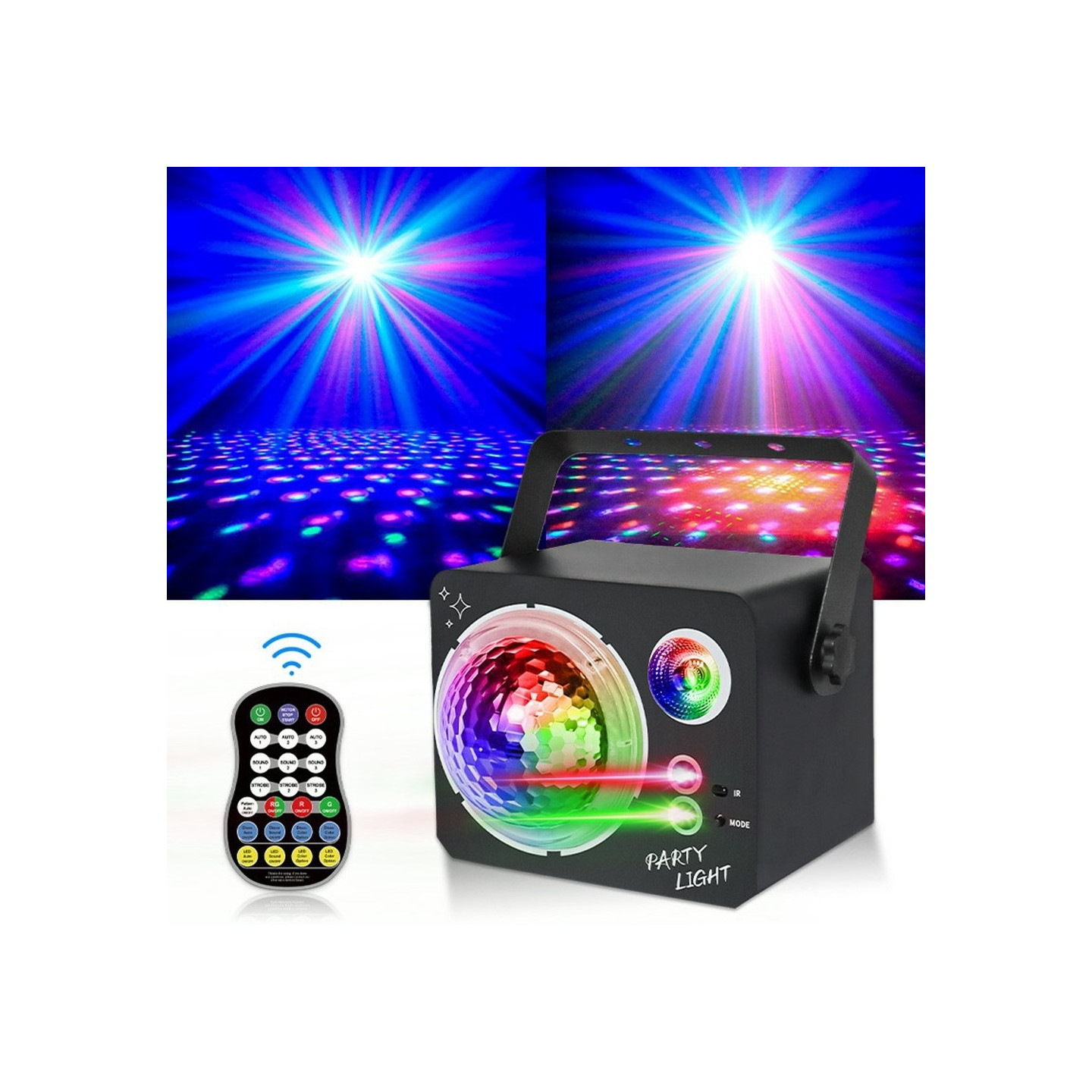 Rotating Magic Ball Laser Light RGB LED Strobe Sound Activated Projector Lamp