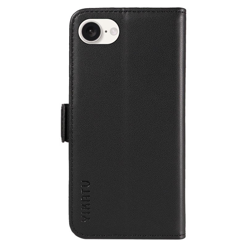 YIKATU PU-Leather Wallet Phone Case for iPhone 16e - Black