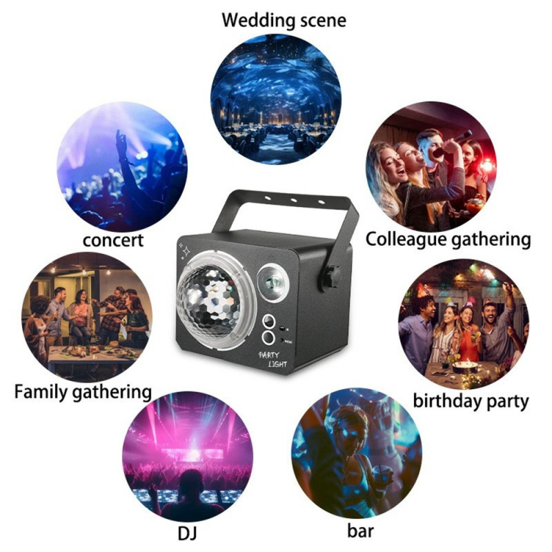 Rotating Magic Ball Laser Light RGB LED Strobe Sound Activated Projector Lamp