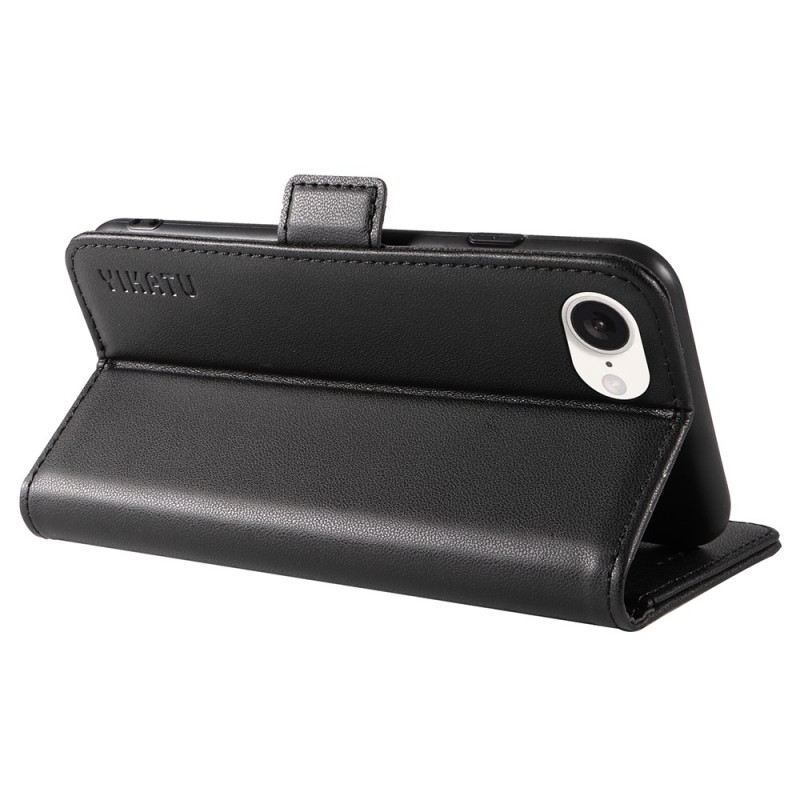YIKATU PU-Leather Wallet Phone Case for iPhone 16e - Black
