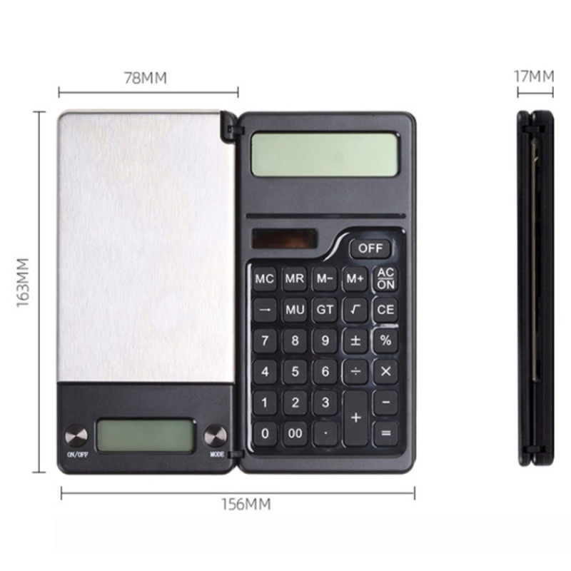 Electronic Digital Scale High Precision + Calculator 2-in-1 Foldable Compact