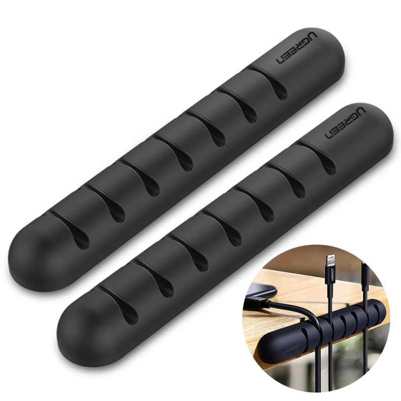 2 stk 7 slots Selvklæbende kabelhåndtering Organiser dine kabler Ledningsholder