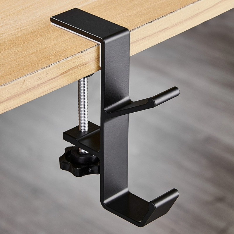 Skrivebord Edge Hook Ryggsekk Veske Hodetelefonhenger Under Bord Oppbevaring - Svart