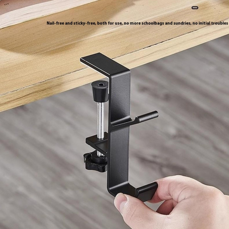 Skrivbord Kantkrok Ryggsäck Väska Hörlurar Hängare Under Bord Förvaring - Svart