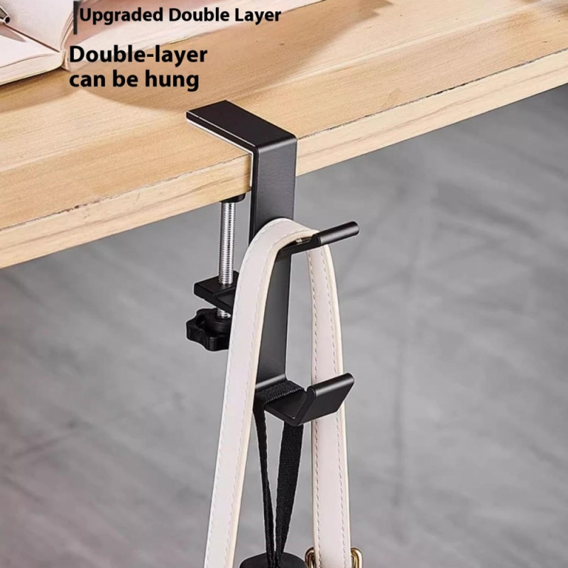 Skrivebord Edge Hook Ryggsekk Veske Hodetelefonhenger Under Bord Oppbevaring - Hvit