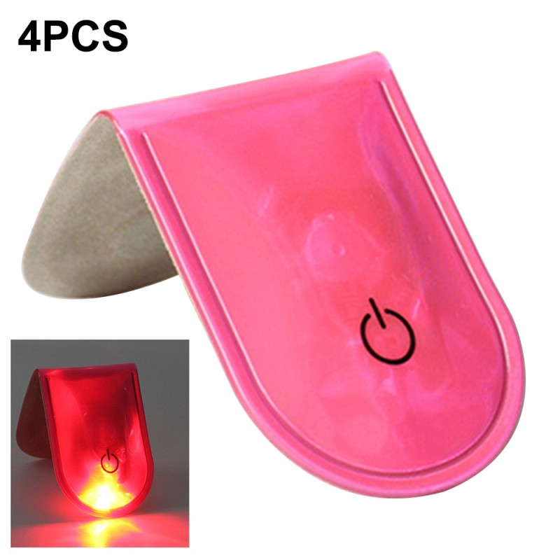4pcs LED Light Magnetic Clips Safety Running Night Camping Activities - Pink