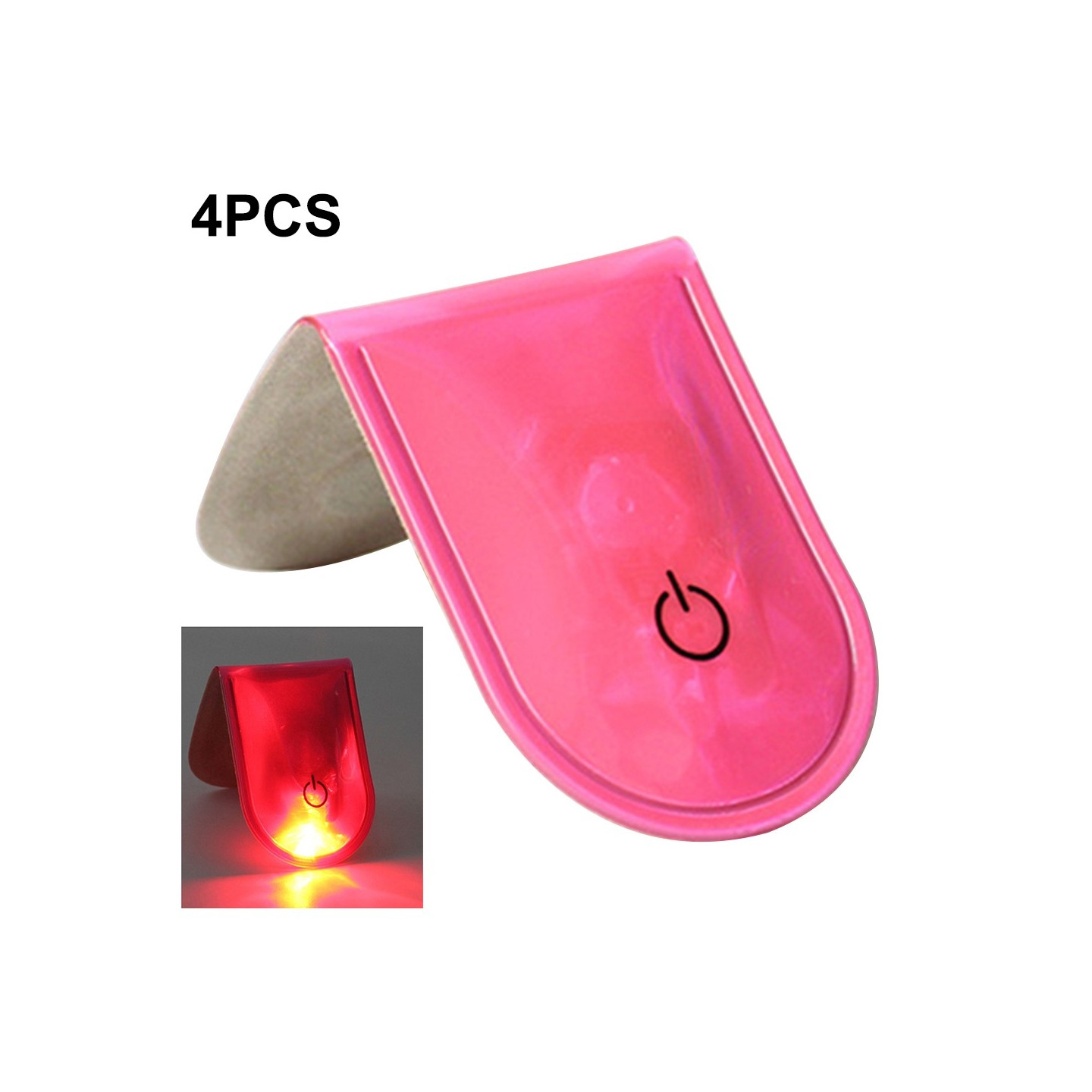 4st LED Ljus Magnetiska Clips Säkerhet Löpning Natt Camping Aktiviteter - Rosa