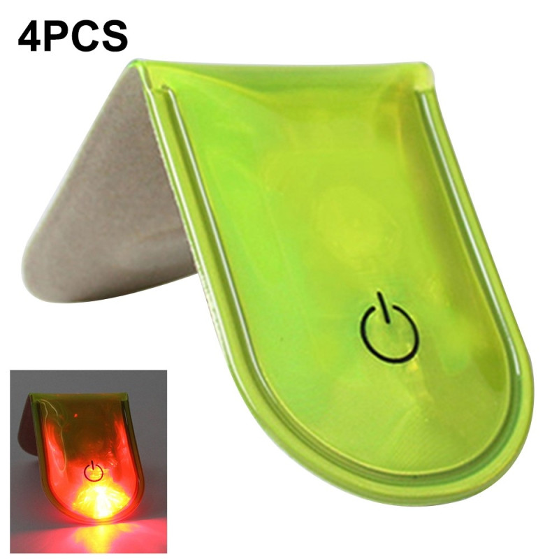 4 stk LED-lys Magnetiske Clips Sikkerhed Løbenat Campingaktiviteter - Fluorescerende