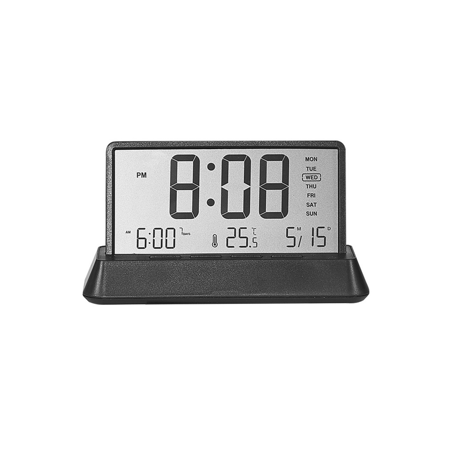 LED-skjerm digital vekkerklokke med temperaturkalender-snooze-funksjon