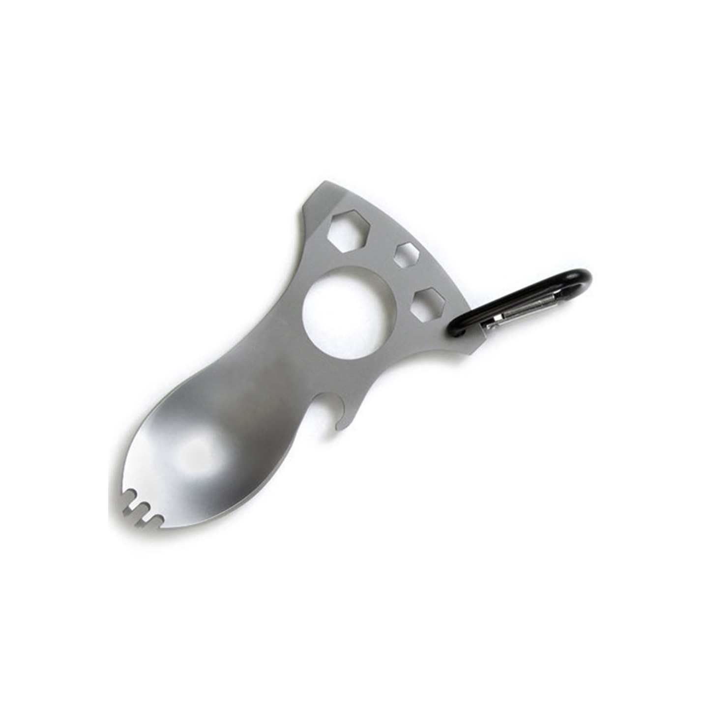 Multi-tool Camping Spoon Fork Bottle Opener Wrench Carabiner