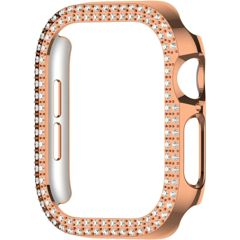 För A Watch Series 10 42mm Fodral Skal Ram Bling Rhinestone Decor - Rose Gold