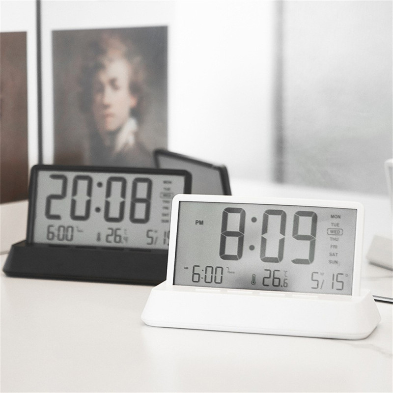 LED-skjerm digital vekkerklokke med temperaturkalender-snooze-funksjon