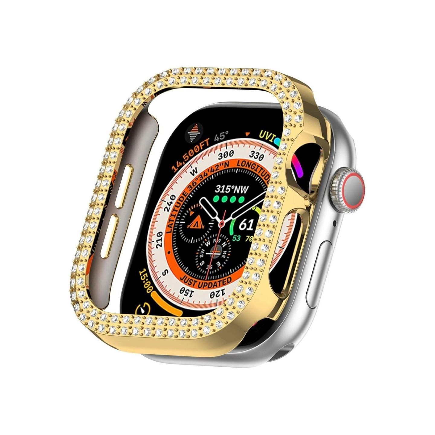 For A Watch Series 10 42mm Case Cover Frame Bling Rhinestone Decor - Guld