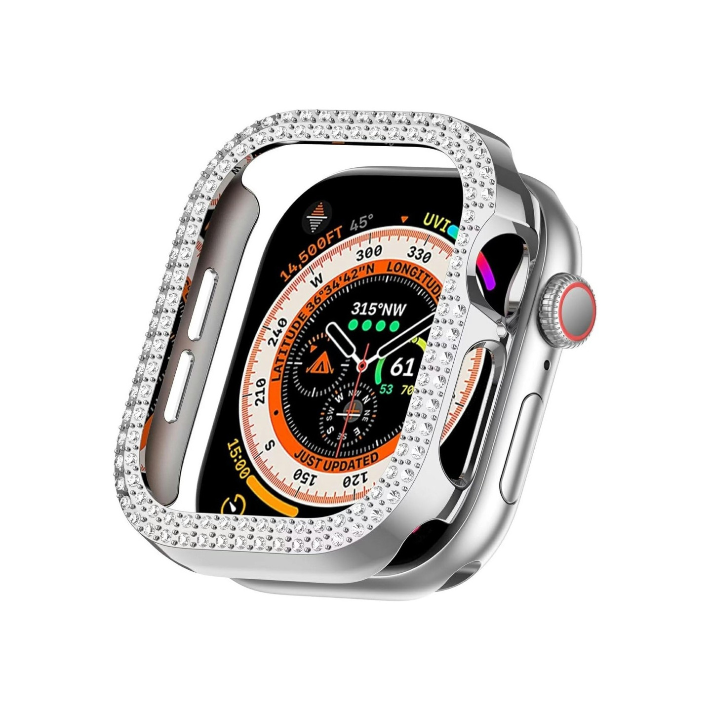 For A Watch Series 10 42mm Case Cover Frame Bling Rhinestone Decor - Sølv