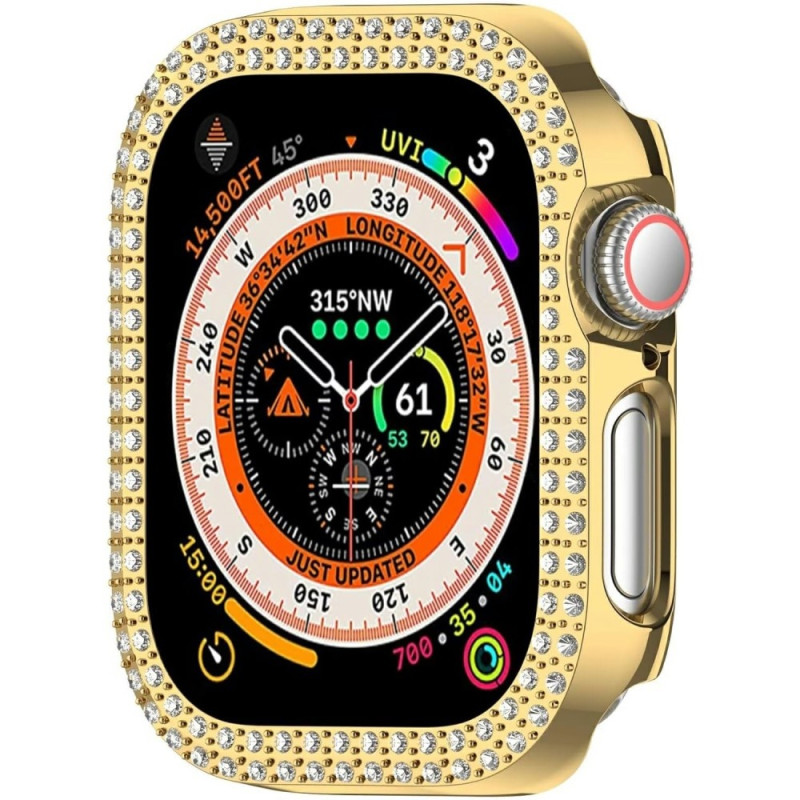 For A Watch Series 10 42mm Case Cover Frame Bling Rhinestone Decor - Gold