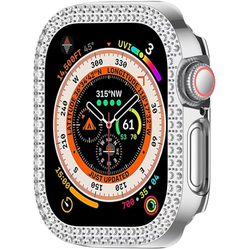 För A Watch Series 10 42mm Fodral Skal Ram Bling Rhinestone Decor - Silver