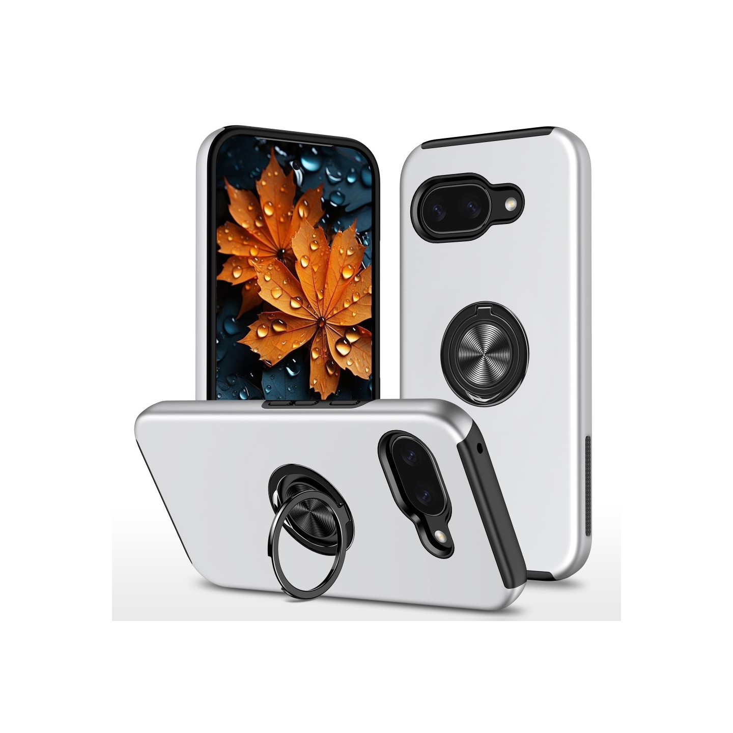 For Google Pixel 9A Finger Ring Kickstand Hybrid Case