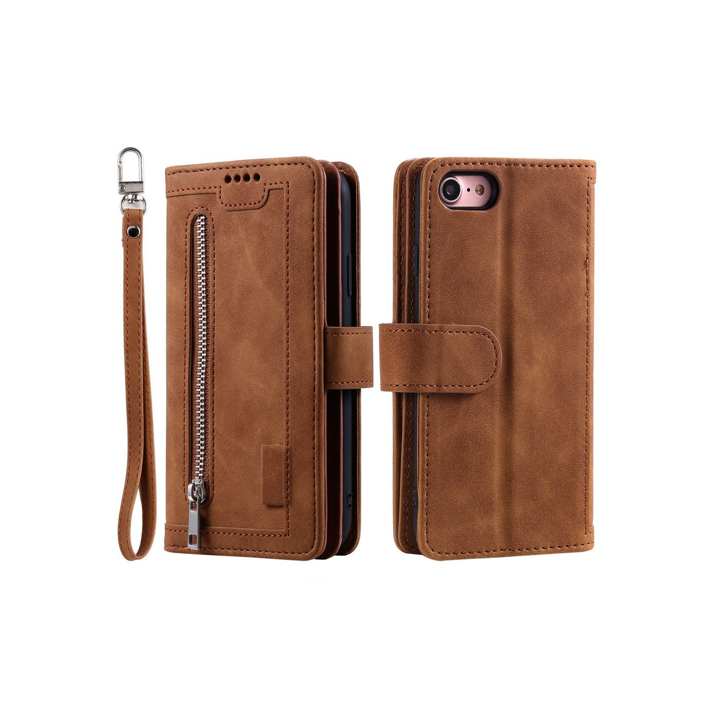 Til iPhone 16e Deksel med Glidelås og 9 Kortspor