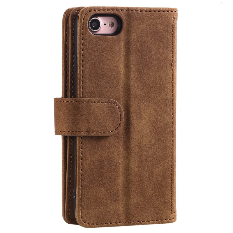 For iPhone 16e Case Zipper Pocket PU Leather Phone Cover with 9 Card Slots