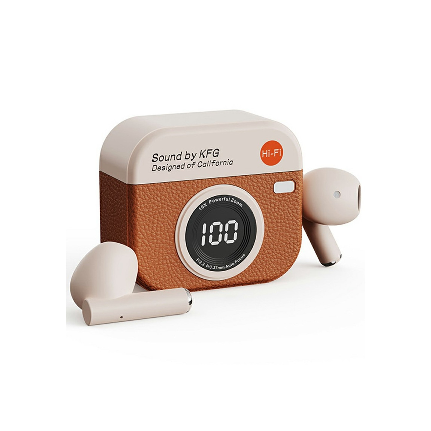 Retro kameradesign Bluetooth-hodetelefoner Støyreduksjon In-Ear-hodetelefoner - brun