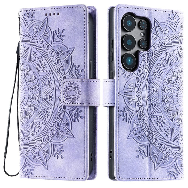 For Samsung Galaxy S25 Ultra Wallet Case Cover Shell Mandala Flower Pattern