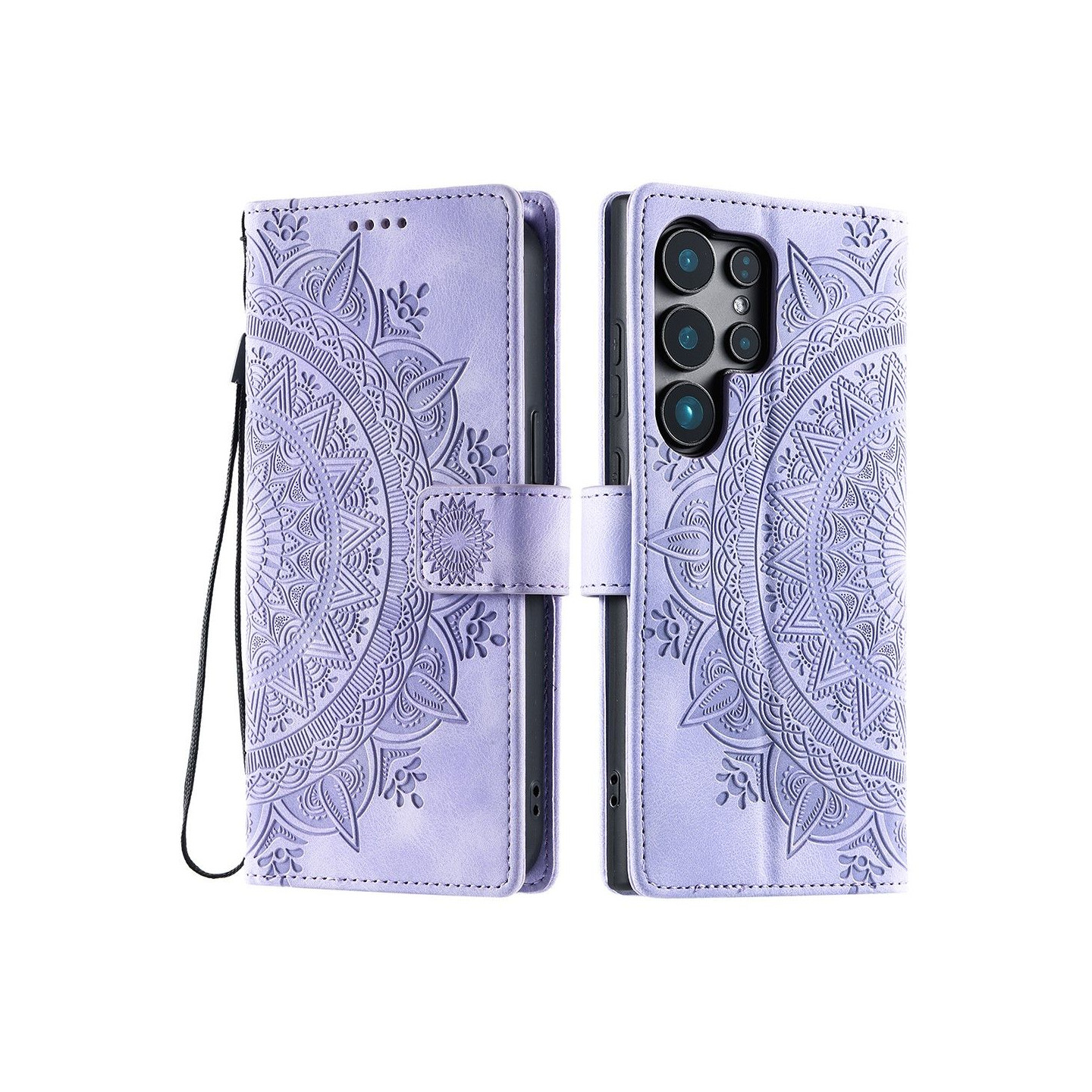 For Samsung Galaxy S25 Ultra Lommebok Deksel Shell Mandala Blomstermønster