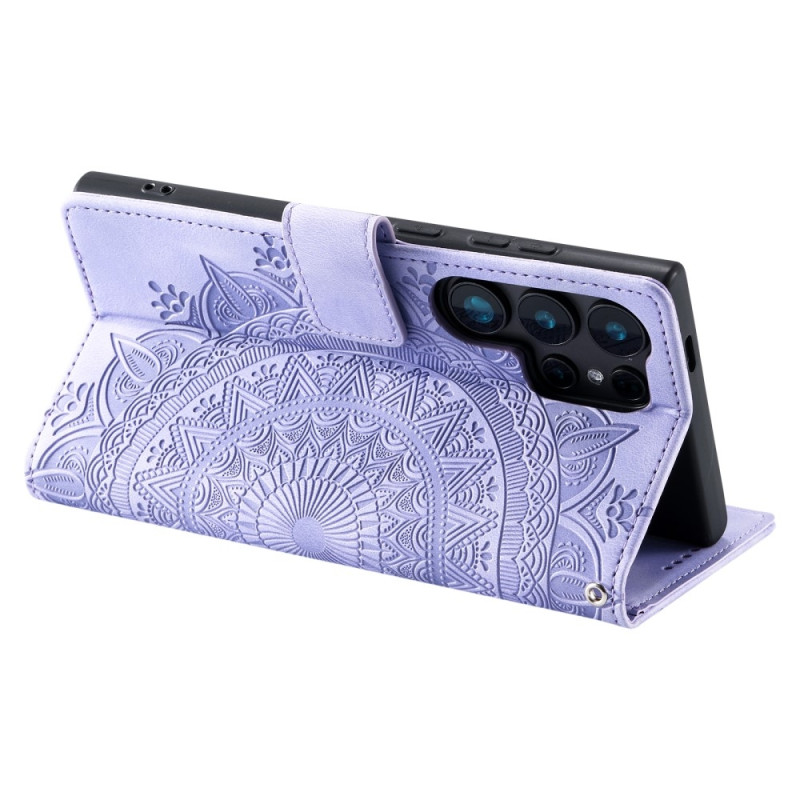 For Samsung Galaxy S25 Ultra Wallet Case Cover Shell Mandala Flower Pattern